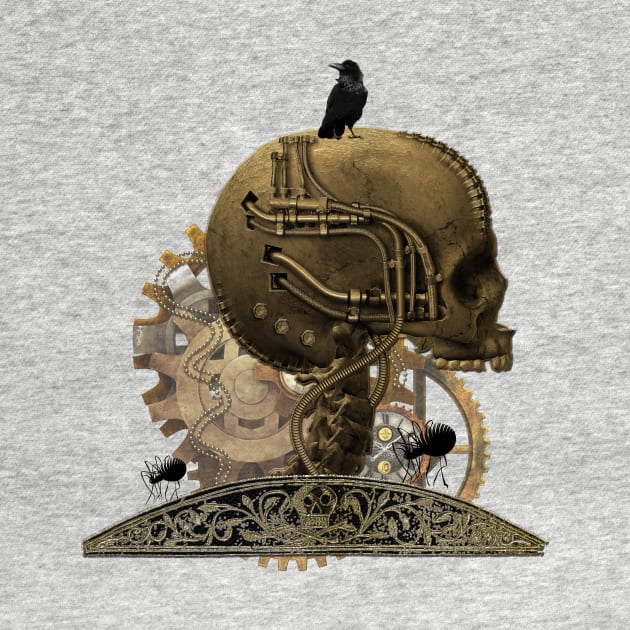 Awesome mechanical skull with crow and spider by Nicky2342